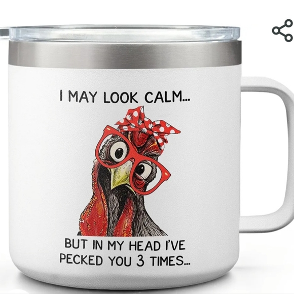 I May Look Calm But in My Head I've Pecked You 3 Times Mug Chicken Coffee Cup - Picture 5 of 7